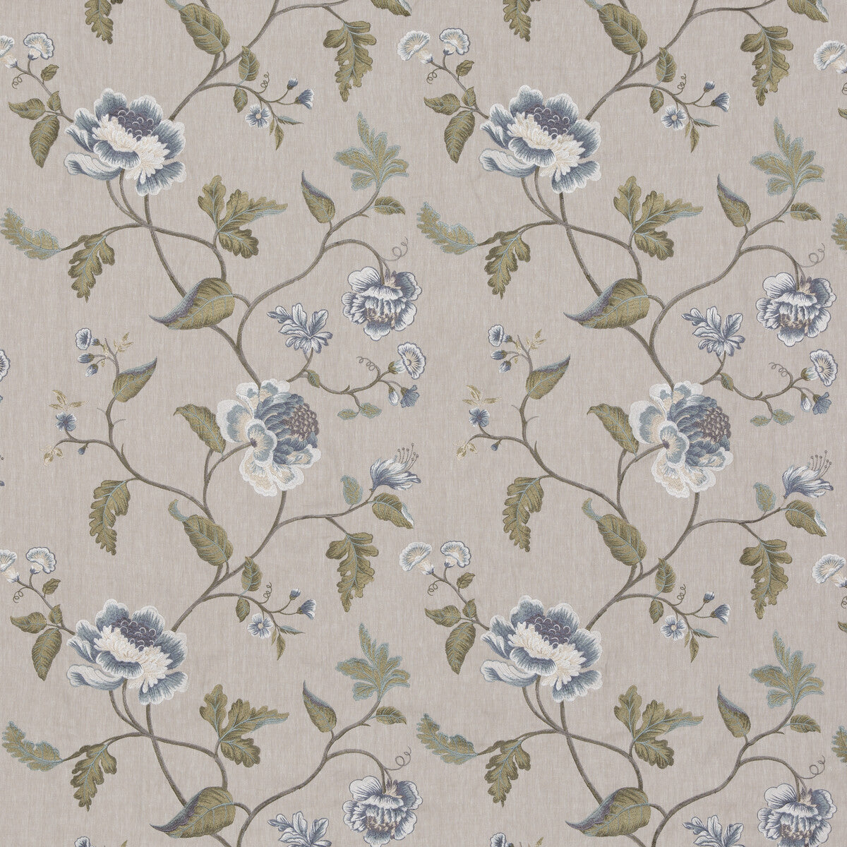 G P & J BAKER BF10951.1.0 LAVENHAM BLUE Fabric - Eade's Wallpaper