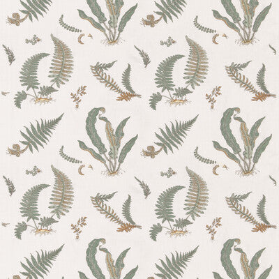 G P & J BAKER BF10991.1.0 FERNS EMBROIDERY VERDIGRIS Fabric - Eade's Wallpaper