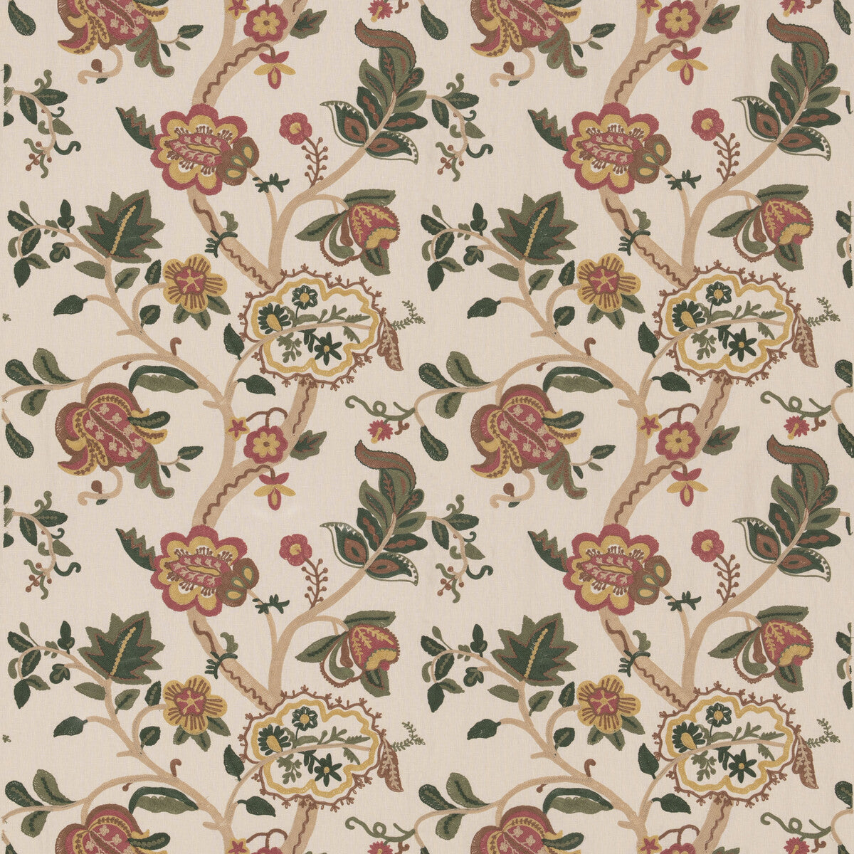 G P & J BAKER BF11022.1.0 CHEWTON ROSE/GREEN Fabric - Eade's Wallpaper