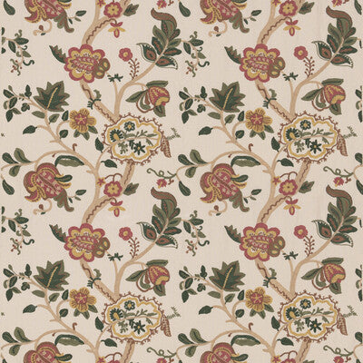 G P & J BAKER BF11022.1.0 CHEWTON ROSE/GREEN Fabric - Eade's Wallpaper
