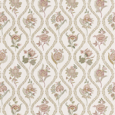 G P & J BAKER BF11025.4.0 BURFORD EMBROIDERY ROSE/CREAM Fabric - Eade's Wallpaper
