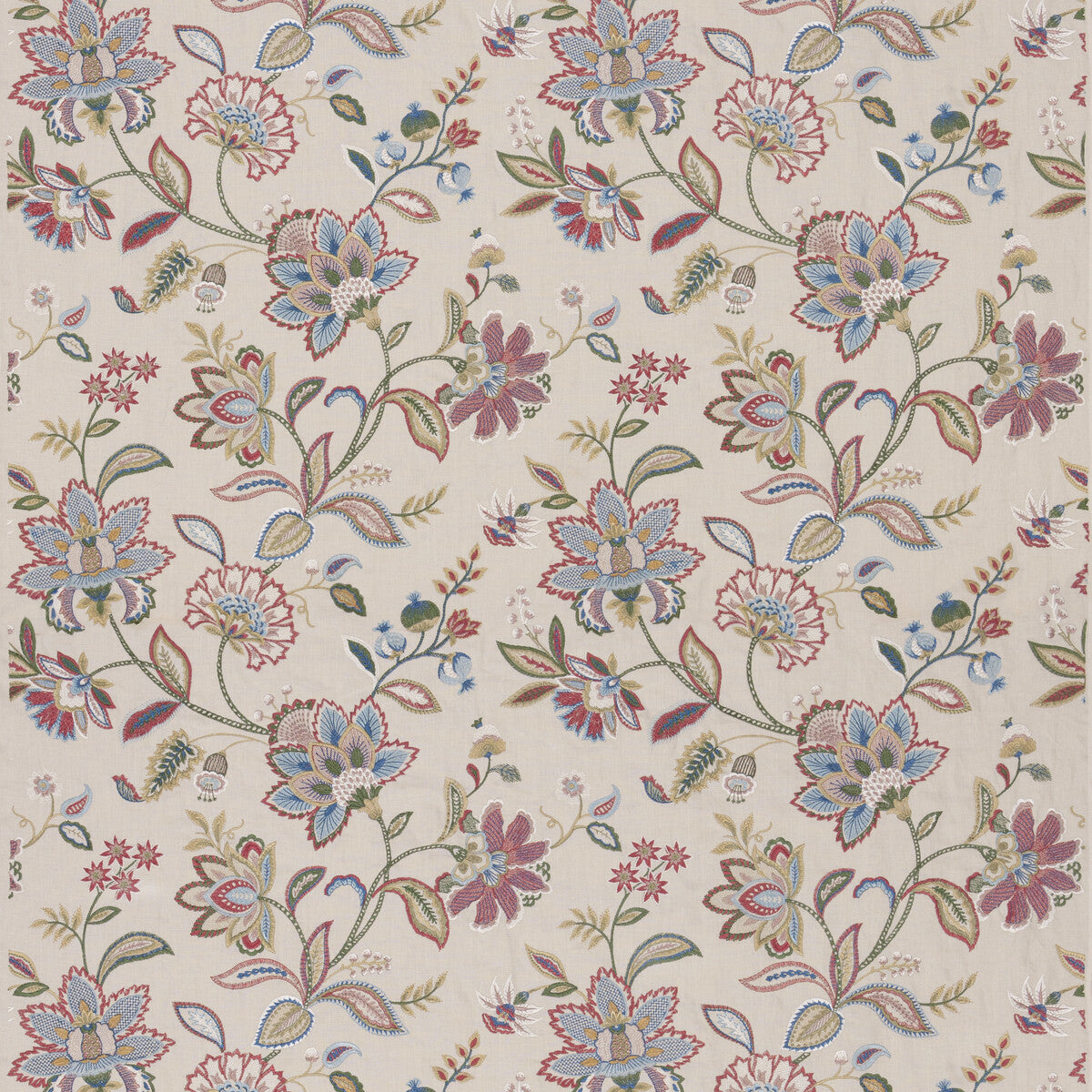 G P & J BAKER BF11028.1.0 LANGLEY RED/BLUE Fabric - Eade's Wallpaper