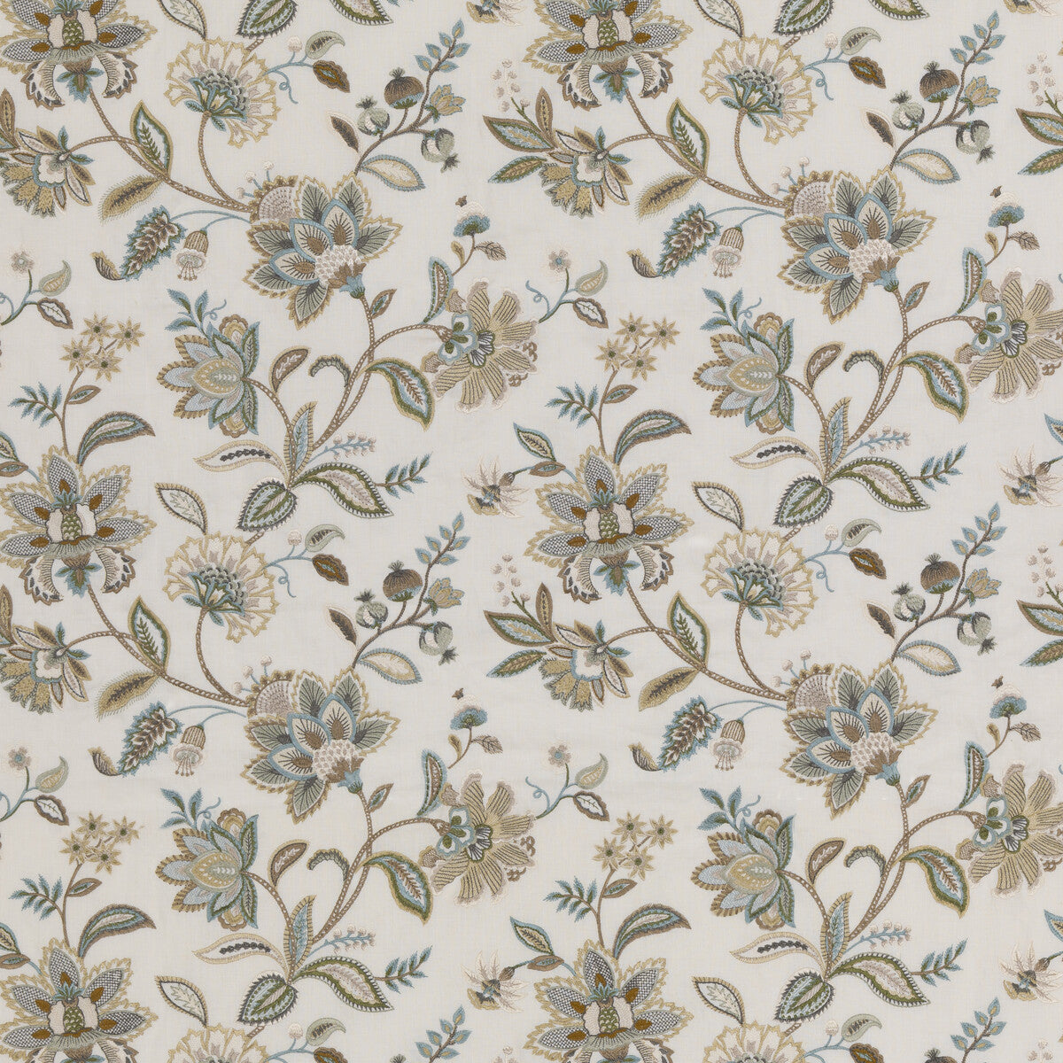 G P & J BAKER BF11028.2.0 LANGLEY AQUA Fabric - Eade's Wallpaper