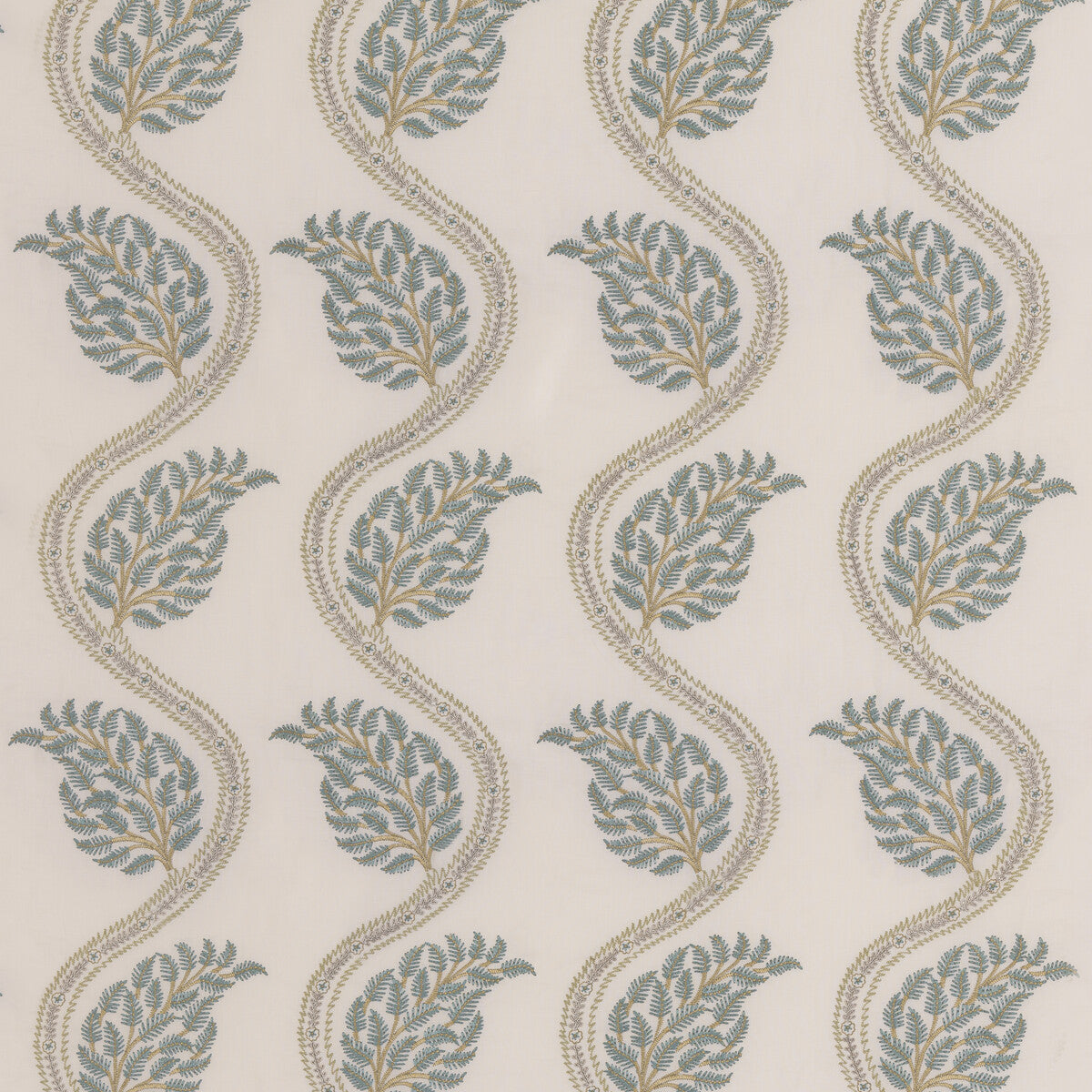 G P & J BAKER BF11031.2.0 FILKINS SAGE/AQUA Fabric - Eade's Wallpaper