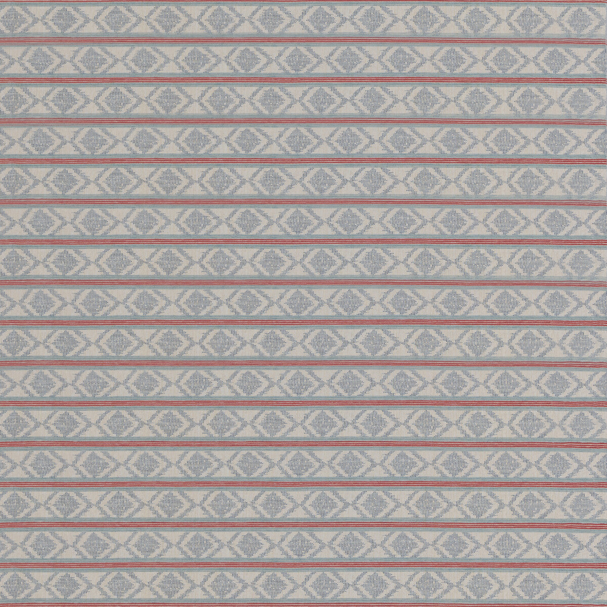 G P & J BAKER BF11034.1.0 BURFORD STRIPE RED/BLUE Fabric - Eade's Wallpaper