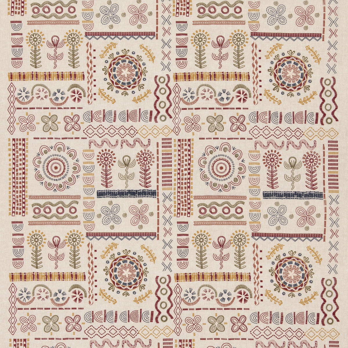 G P & J BAKER BF11055.3.0 SPIN OFF RED/GREEN Fabric - Eade's Wallpaper