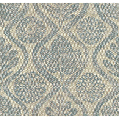 LEE JOFA BFC-3515.15.0 OAKLEAVES BLUE/OATMEAL Fabric - Eade's Wallpaper