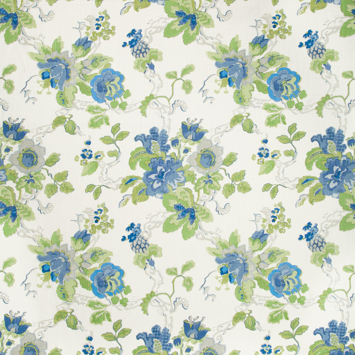 LEE JOFA BFC-3520.153.0 PARNHAM CORNFLOWER/LIME Fabric - Eade's Wallpaper