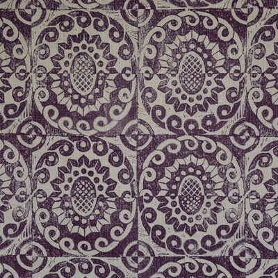LEE JOFA BFC-3629.10.0 PINEAPPLE ON RUSTIC AUBERGINE Fabric - Eade's Wallpaper