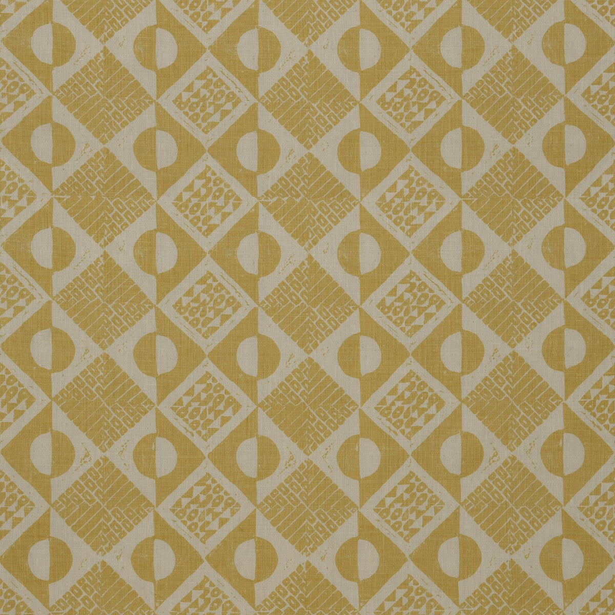 LEE JOFA BFC-3666.40.0 CIRCLES AND SQUARES OCHRE Fabric - Eade's Wallpaper