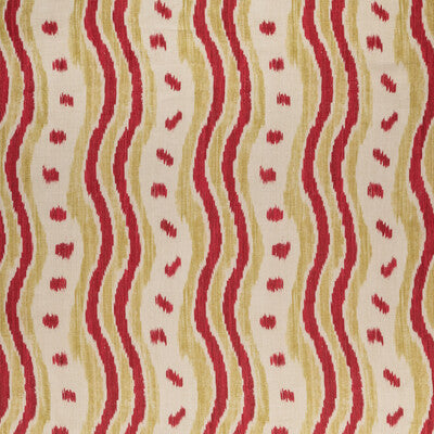 LEE JOFA BFC-3687.319.0 IKAT STRIPE RED/GREEN Fabric - Eade's Wallpaper