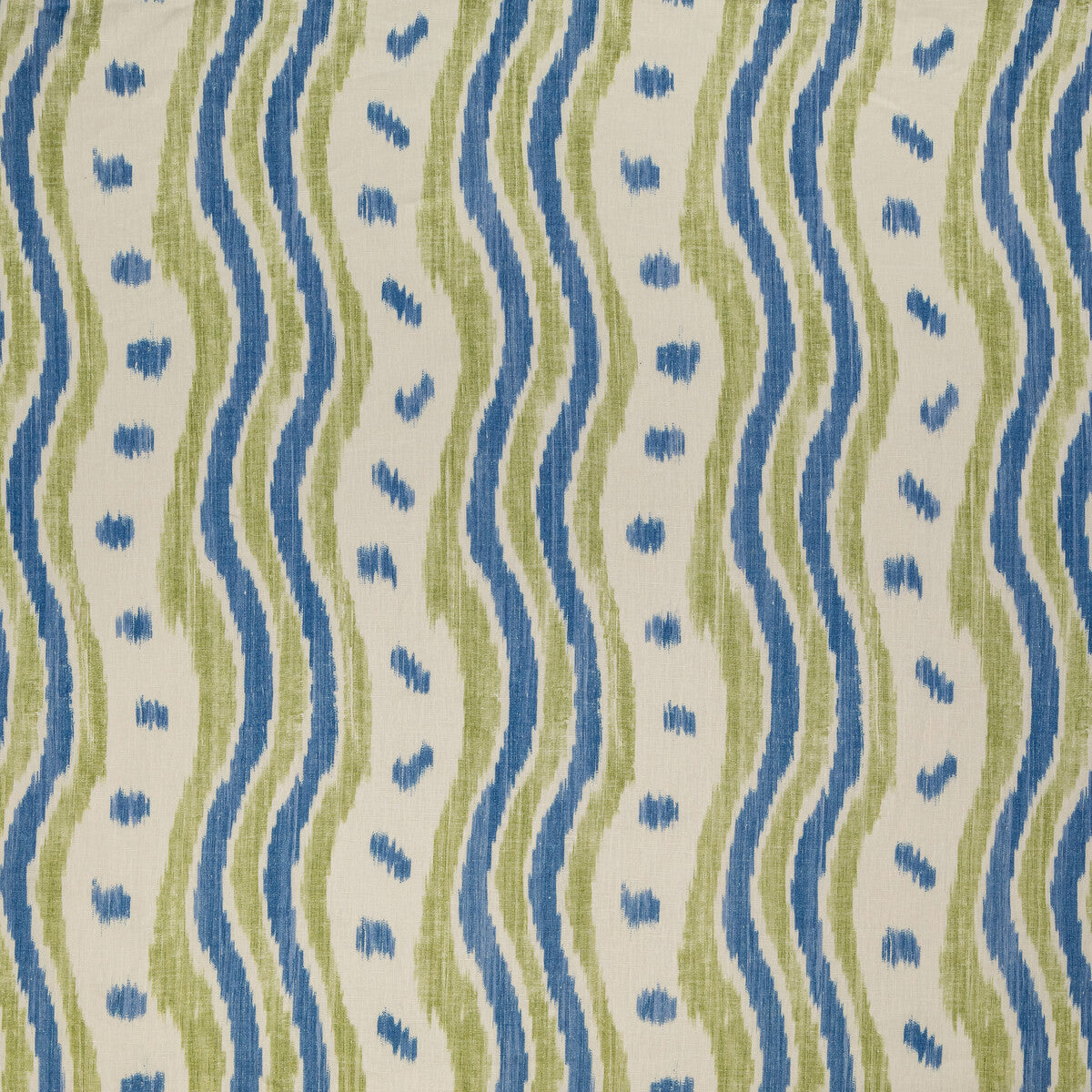 LEE JOFA BFC-3687.523.0 IKAT STRIPE BLUE/LIME Fabric - Eade's Wallpaper