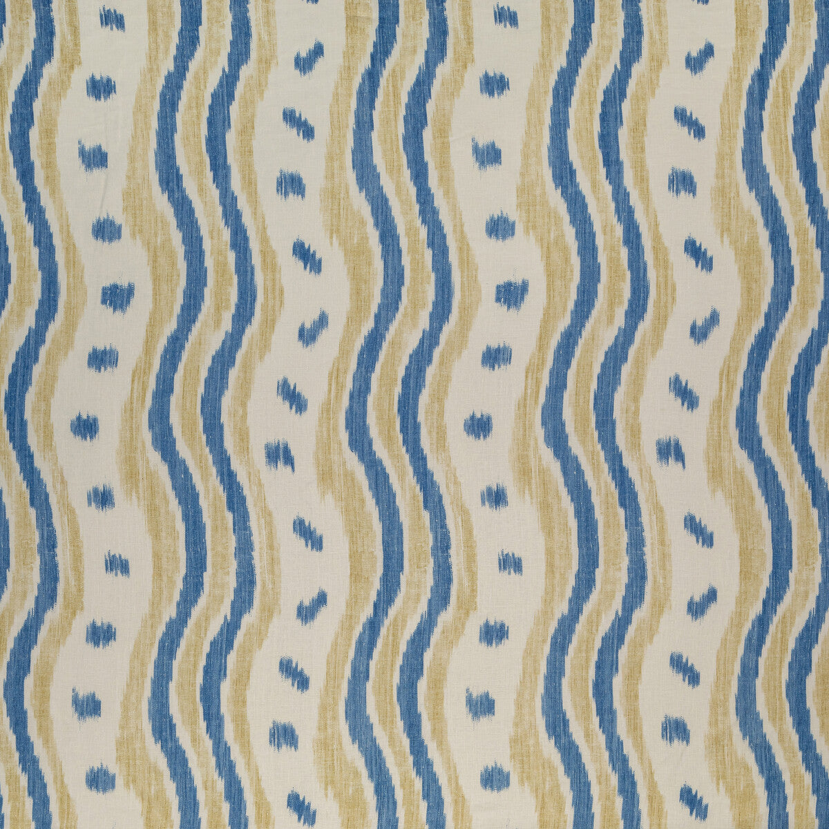 LEE JOFA BFC-3687.54.0 IKAT STRIPE BLUE/YELLOW Fabric - Eade's Wallpaper
