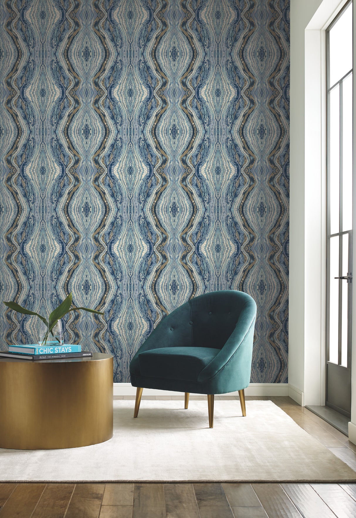 York BH8398 Kaleidoscope Blue Wallpaper