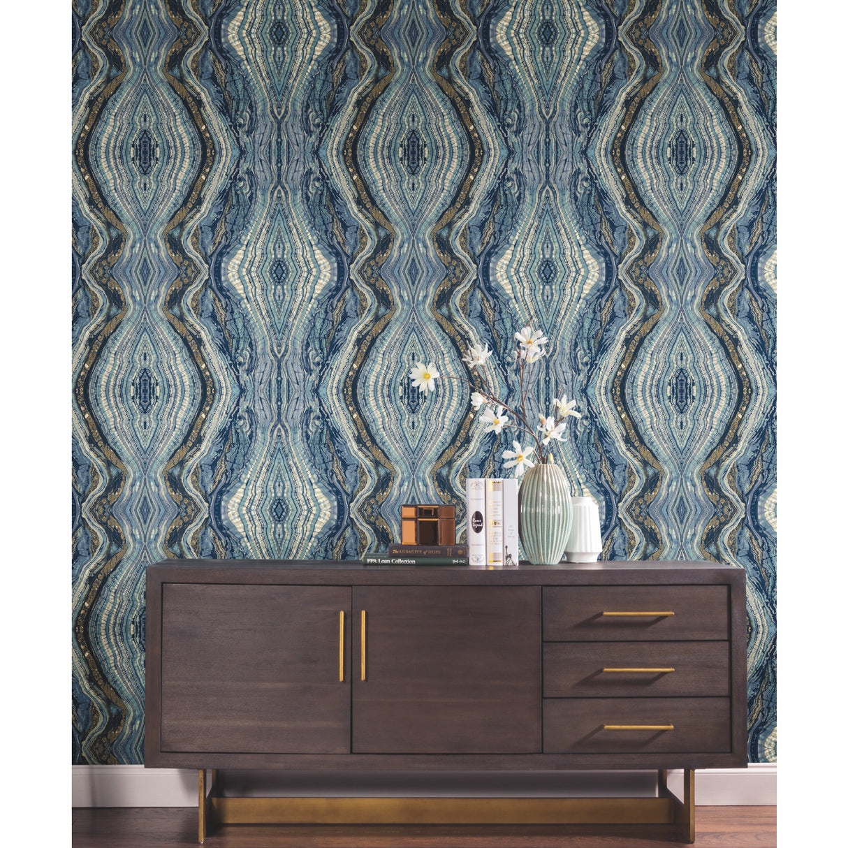 York BH8398 Kaleidoscope Blue Wallpaper