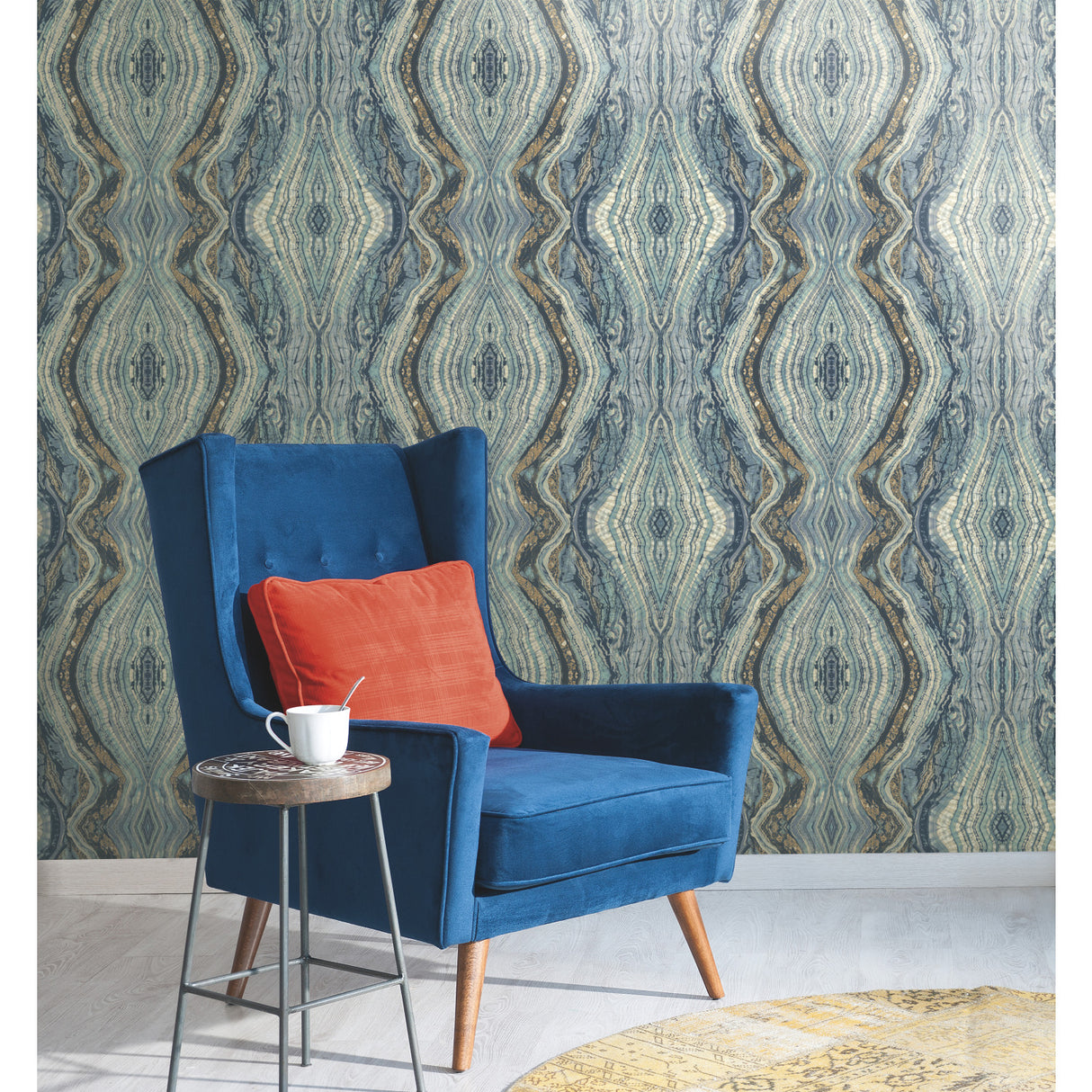 York BH8398 Kaleidoscope Blue Wallpaper