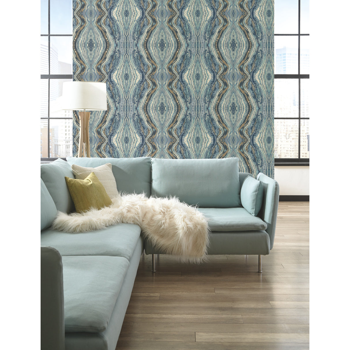 York BH8398 Kaleidoscope Blue Wallpaper