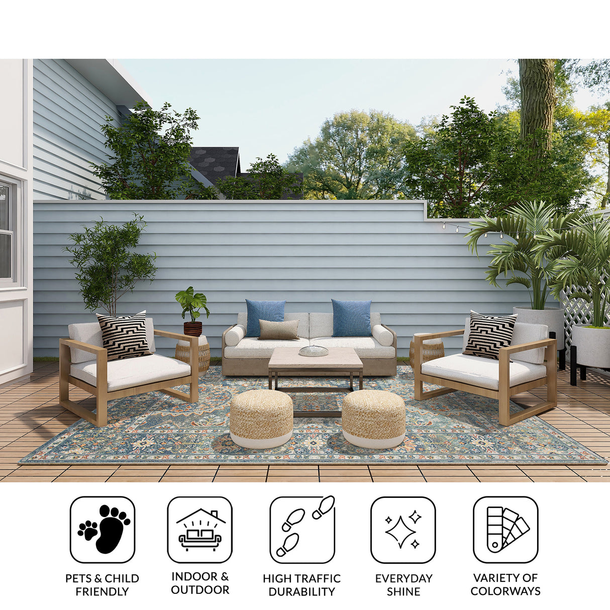 Amer Rugs BHM-7 Bohemian Transitional Bordered Area Rug