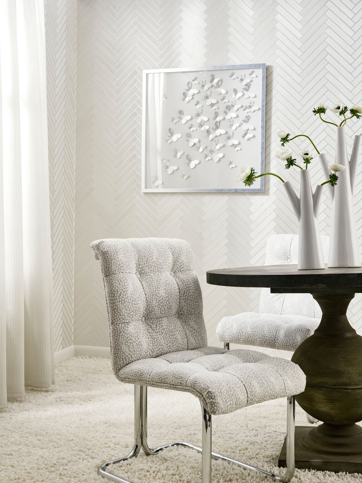 Scalamandre BI 00021234 SNOW FLURRY Fabric - Eade's Wallpaper