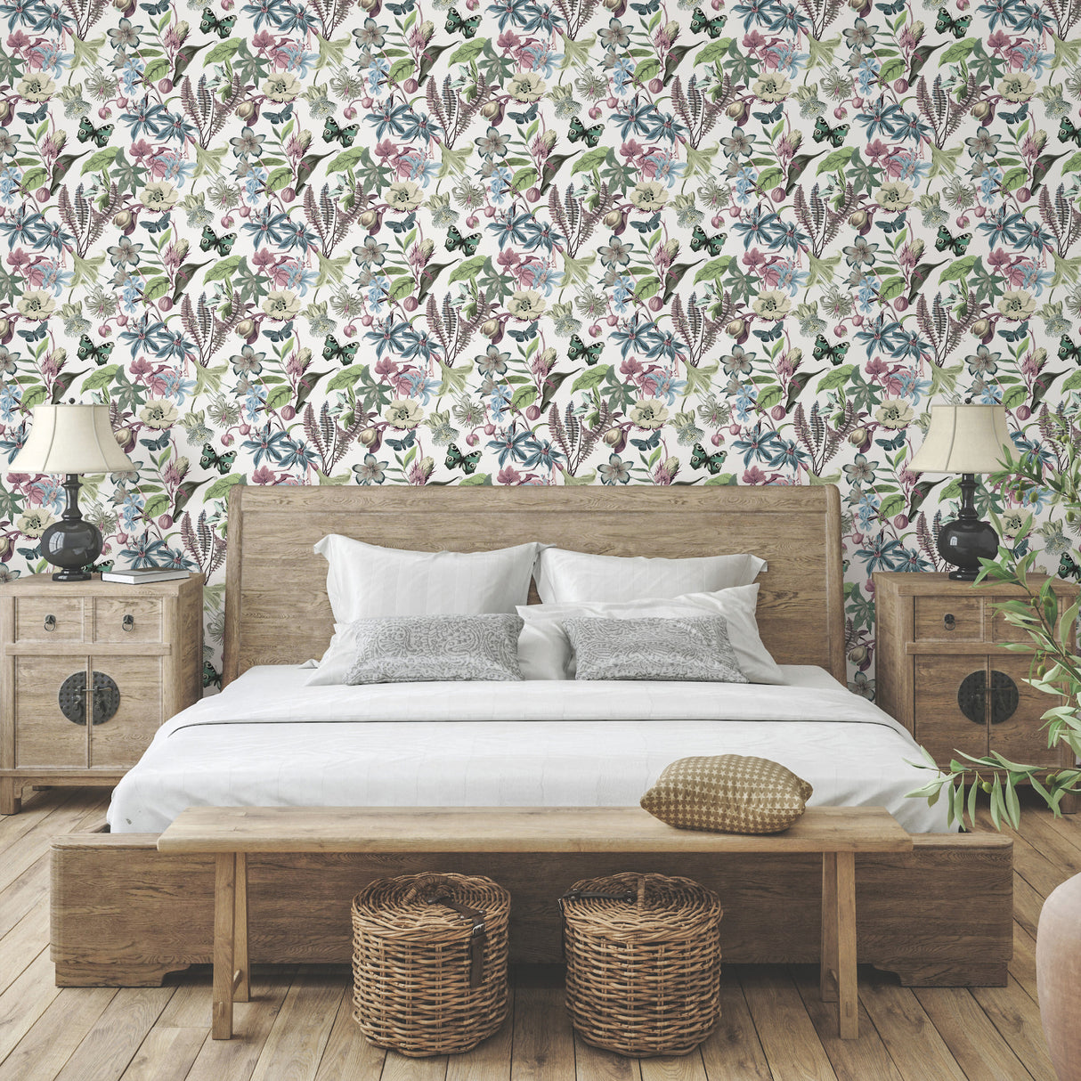 York BL1721 Butterfly House White & Fuchsia Wallpaper