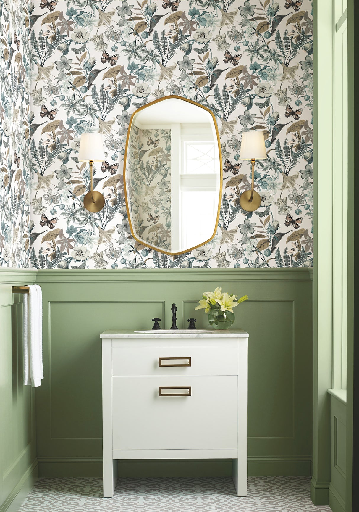 York BL1722 Butterfly House White & Blue Wallpaper