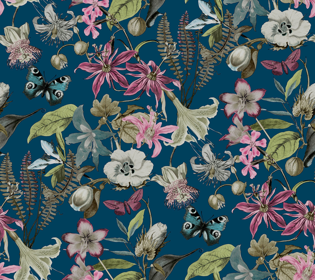 York BL1723 Butterfly House Navy Wallpaper
