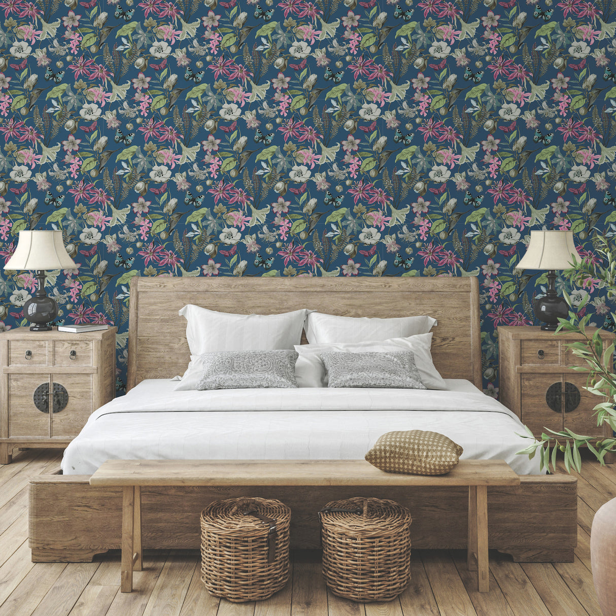 York BL1723 Butterfly House Navy Wallpaper