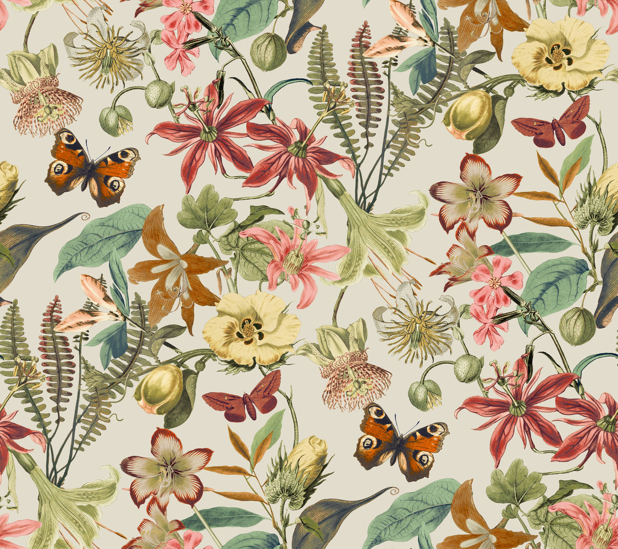 York BL1724 Butterfly House Light Taupe & Coral Wallpaper