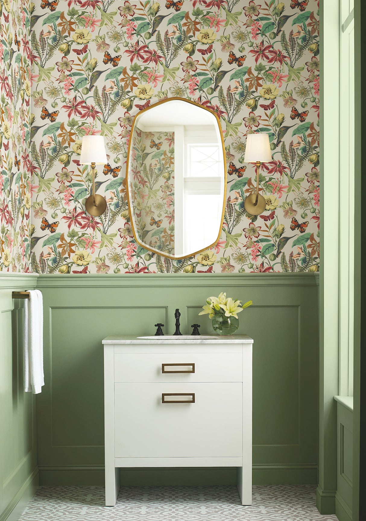 York BL1724 Butterfly House Light Taupe & Coral Wallpaper