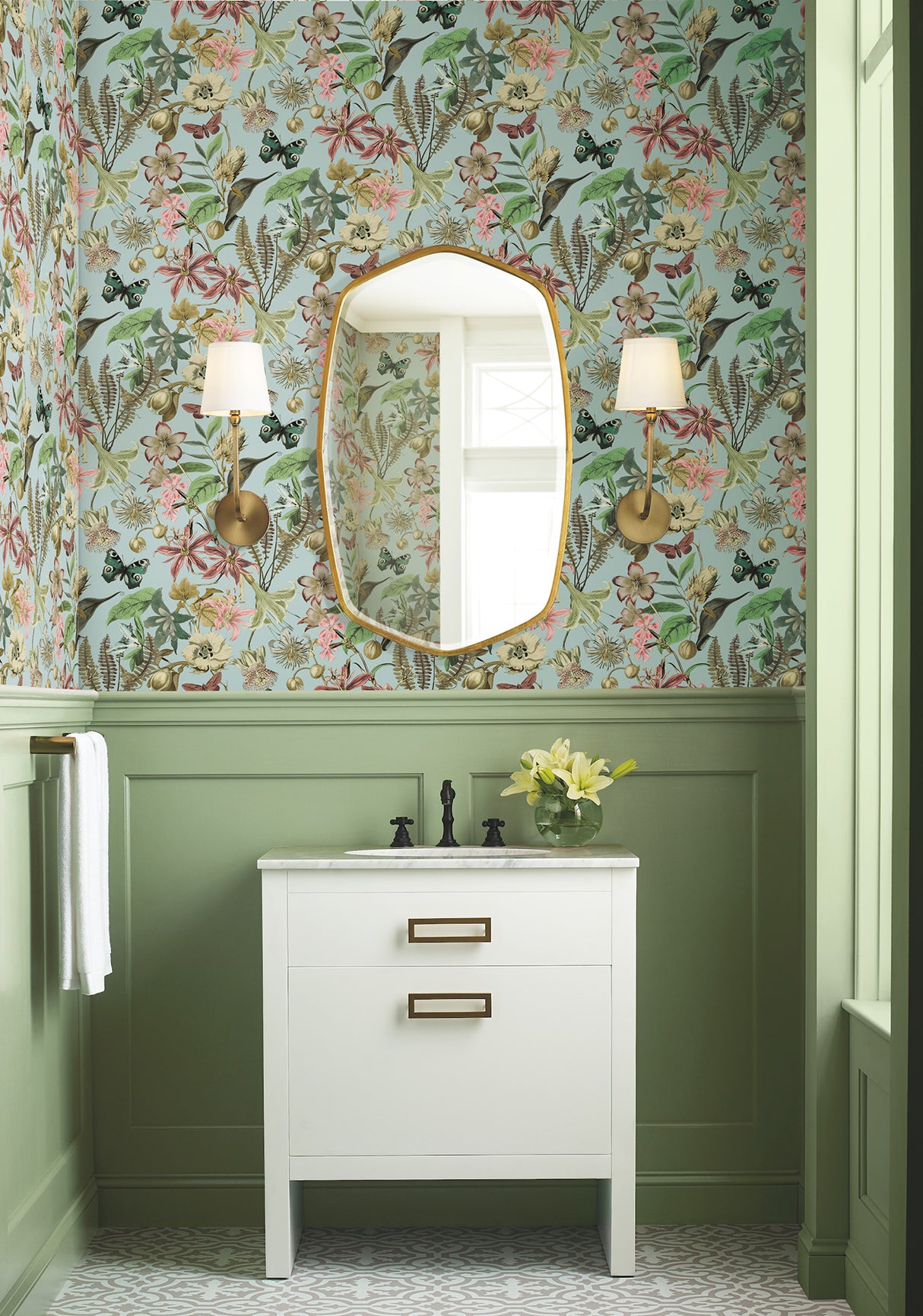 York BL1725 Butterfly House Sky Blue Wallpaper