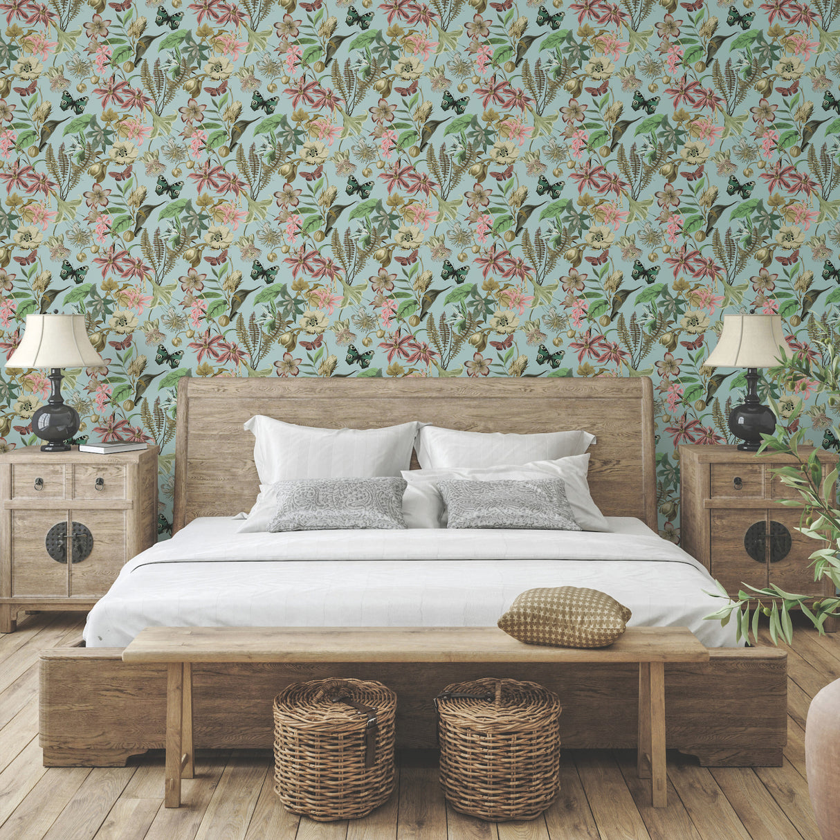 York BL1725 Butterfly House Sky Blue Wallpaper