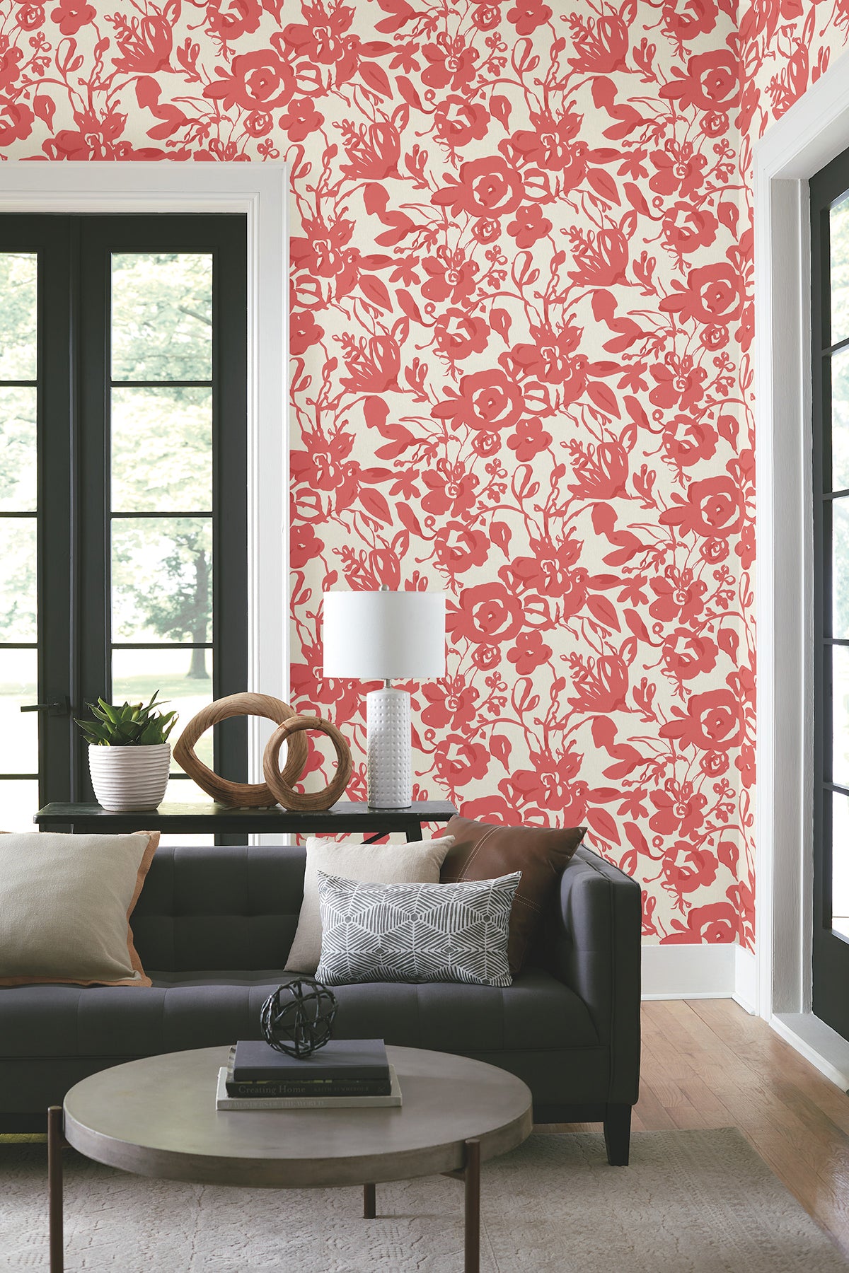 York BL1731 Brushstroke Floral Coral Wallpaper
