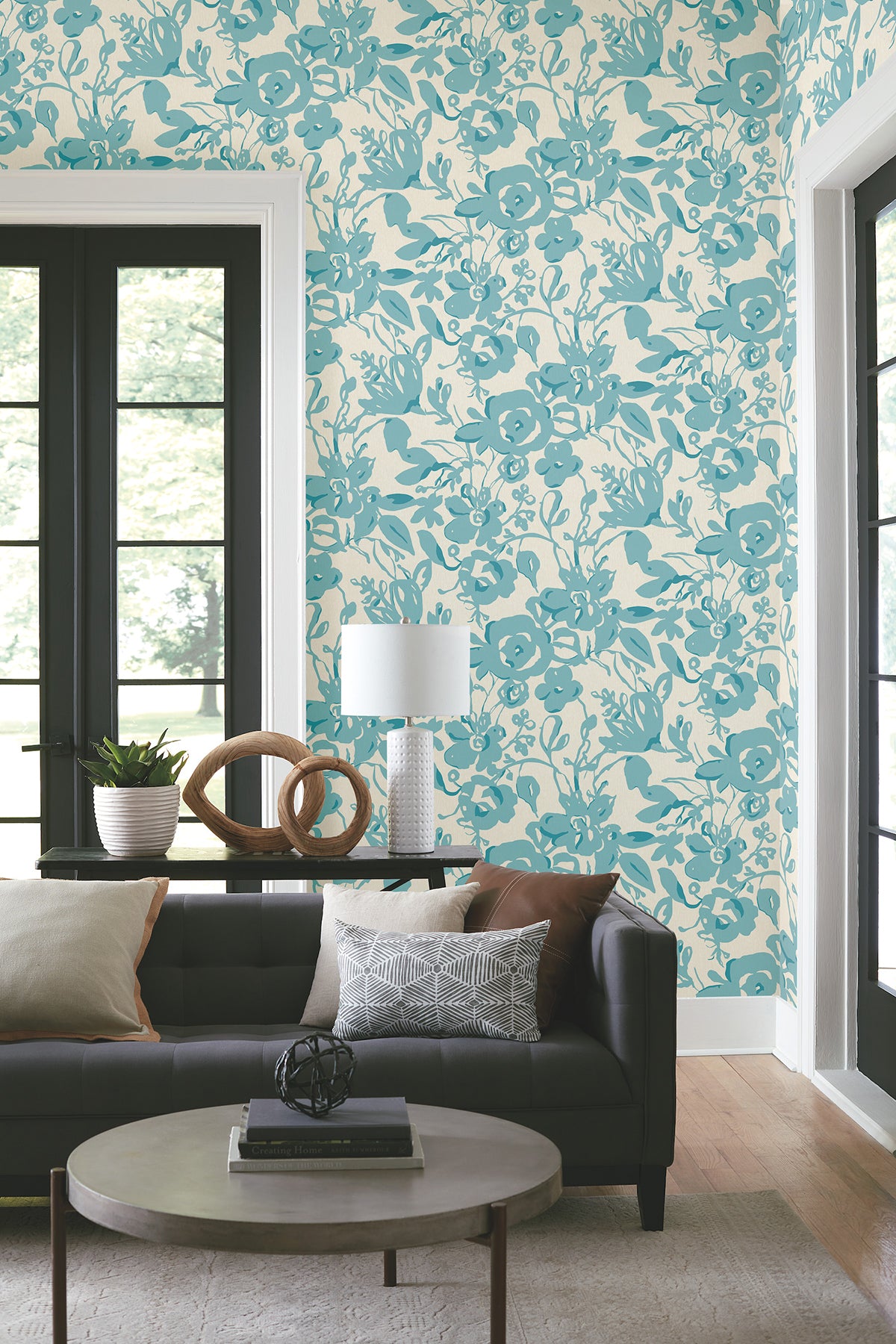 York BL1736 Brushstroke Floral Aqua Wallpaper