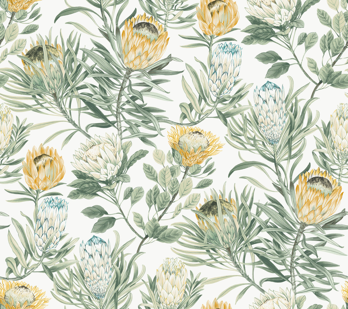 York BL1754 Protea White & Yellow Wallpaper