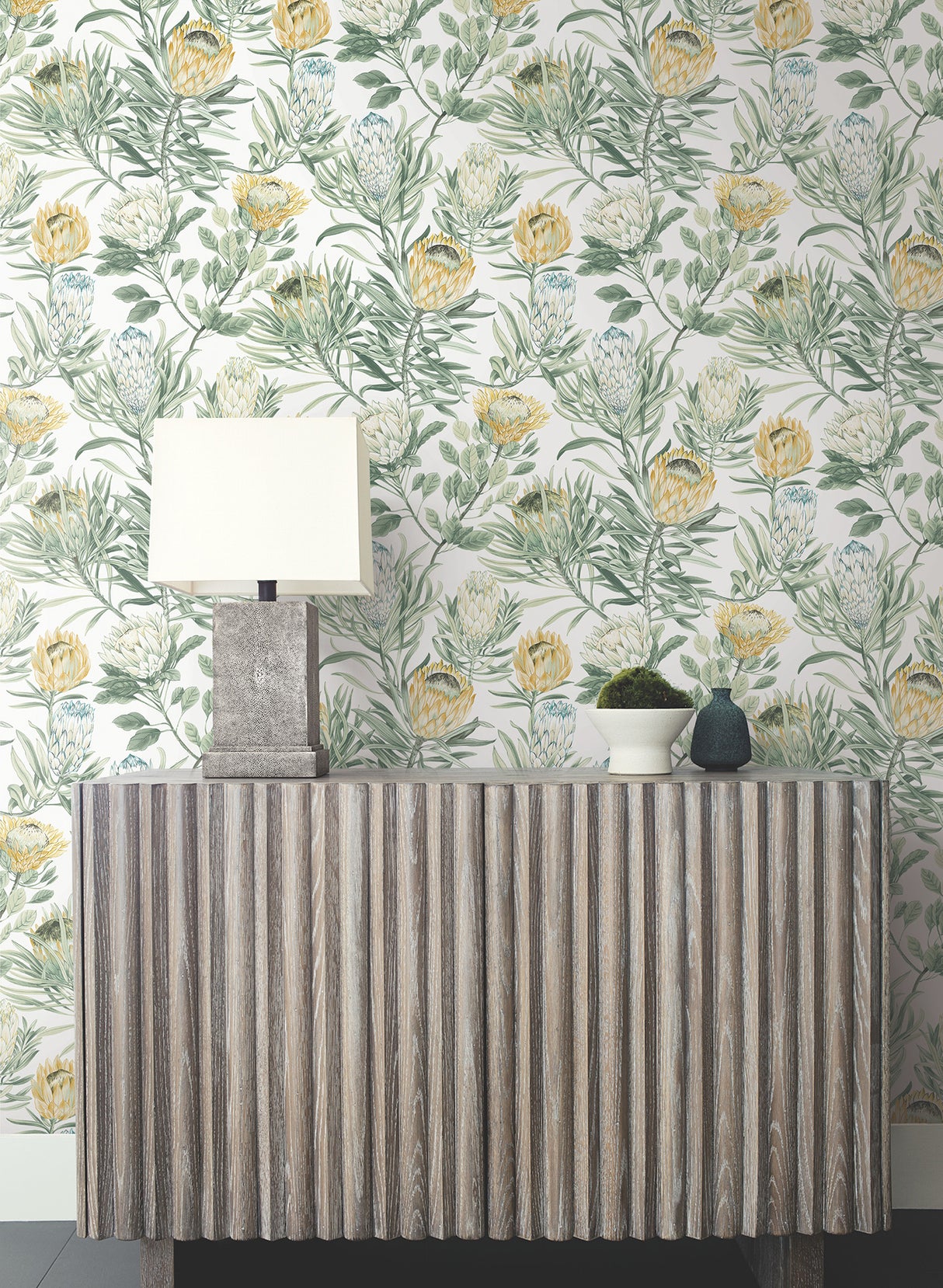 York BL1754 Protea White & Yellow Wallpaper