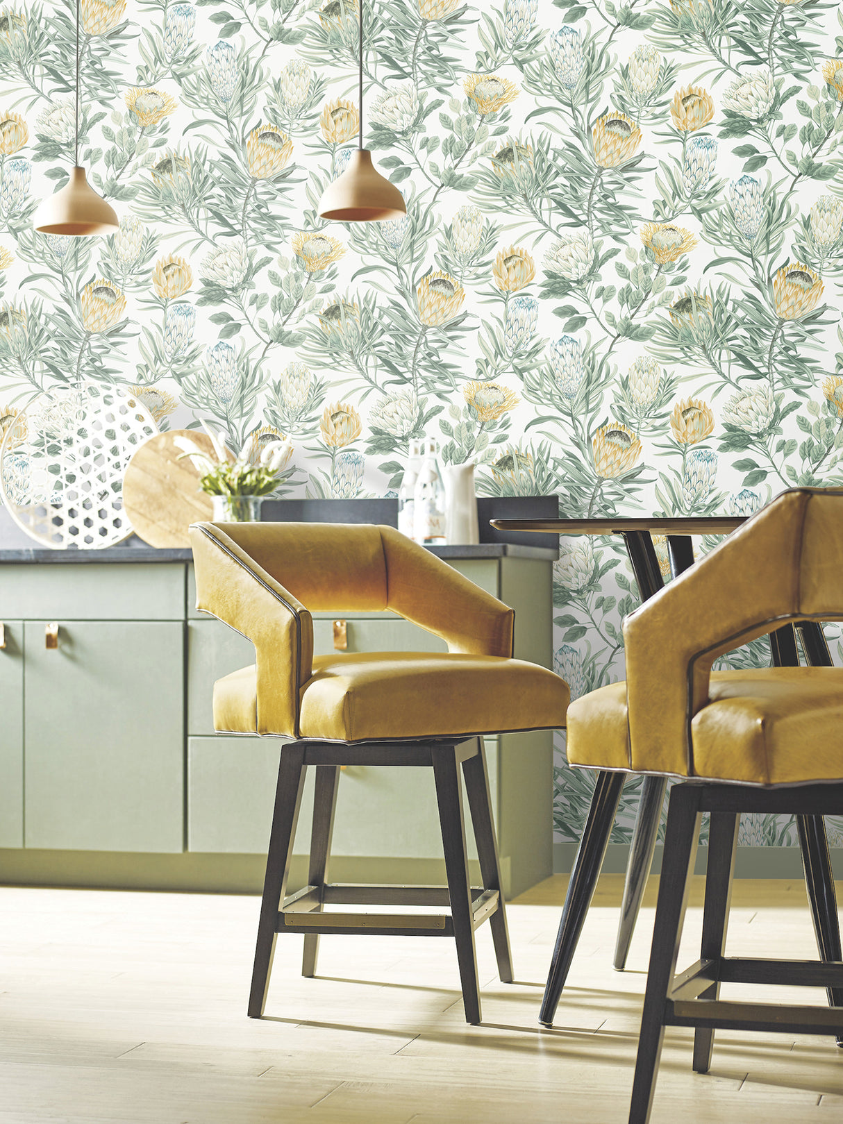 York BL1754 Protea White & Yellow Wallpaper