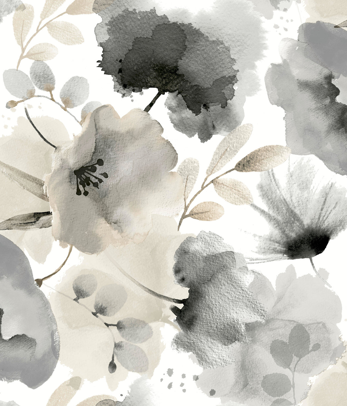 York BL1771 Watercolor Bouquet Charcoal Wallpaper