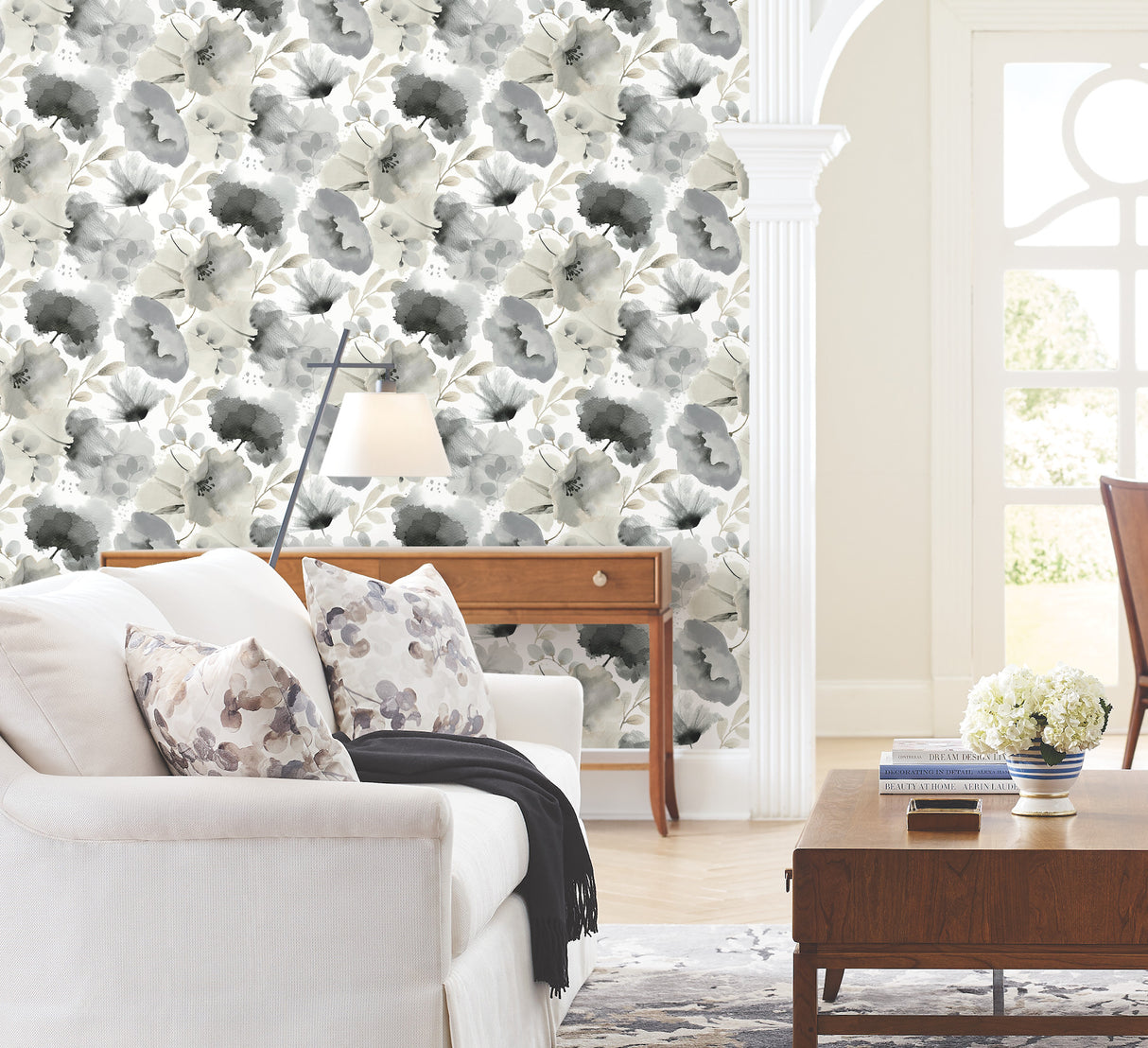 York BL1771 Watercolor Bouquet Charcoal Wallpaper