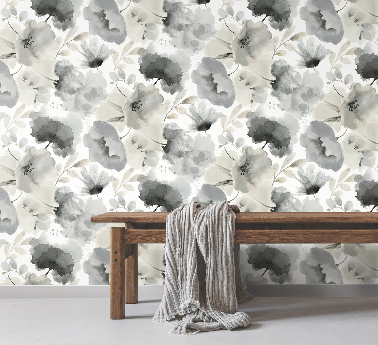 York BL1771 Watercolor Bouquet Charcoal Wallpaper