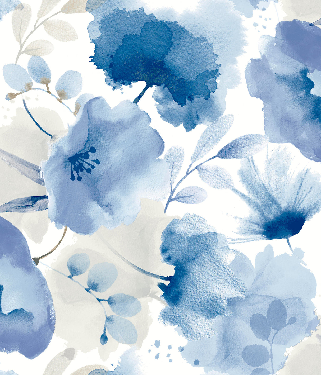 York BL1773 Watercolor Bouquet Cobalt Wallpaper