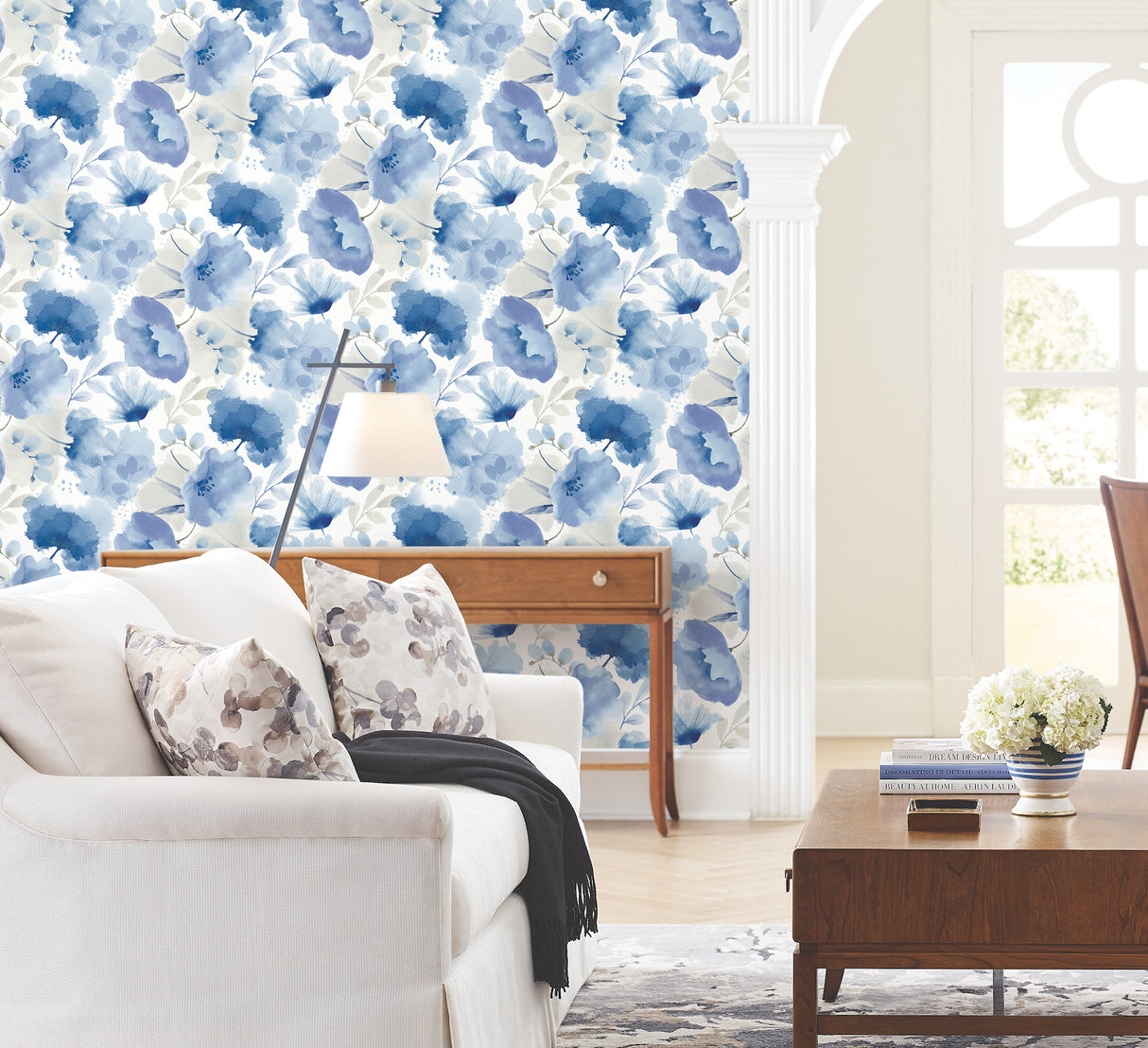 York BL1773 Watercolor Bouquet Cobalt Wallpaper