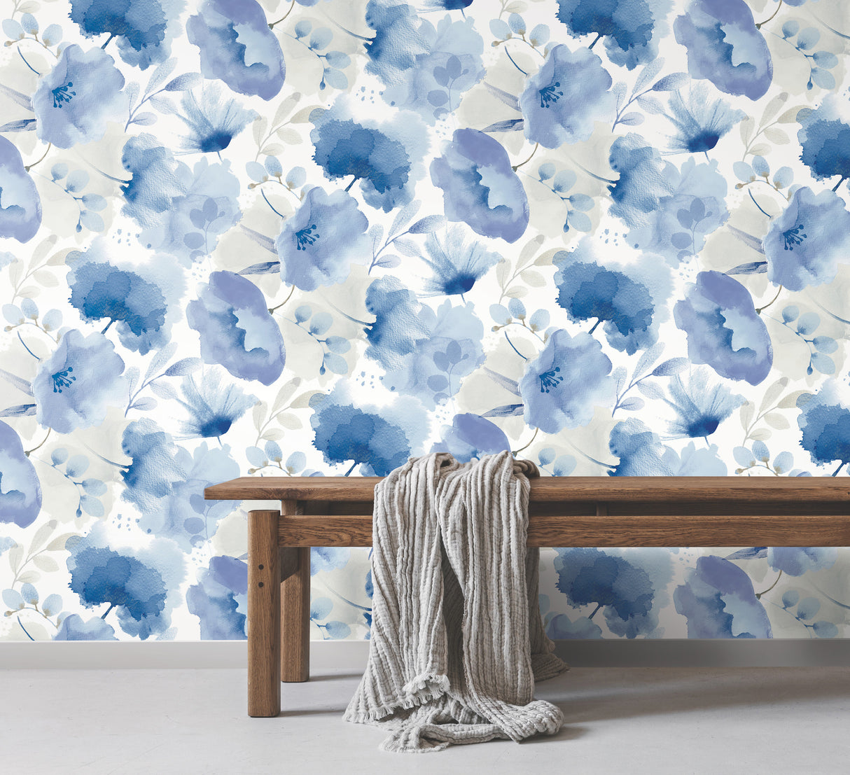York BL1773 Watercolor Bouquet Cobalt Wallpaper