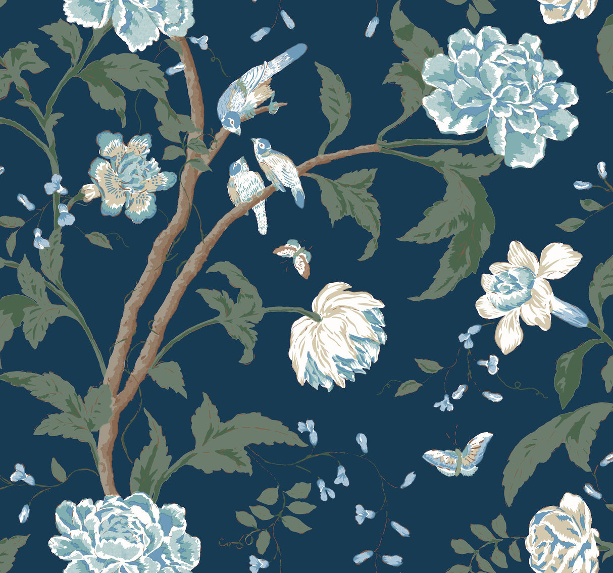 York BL1782 Teahouse Floral Navy Wallpaper
