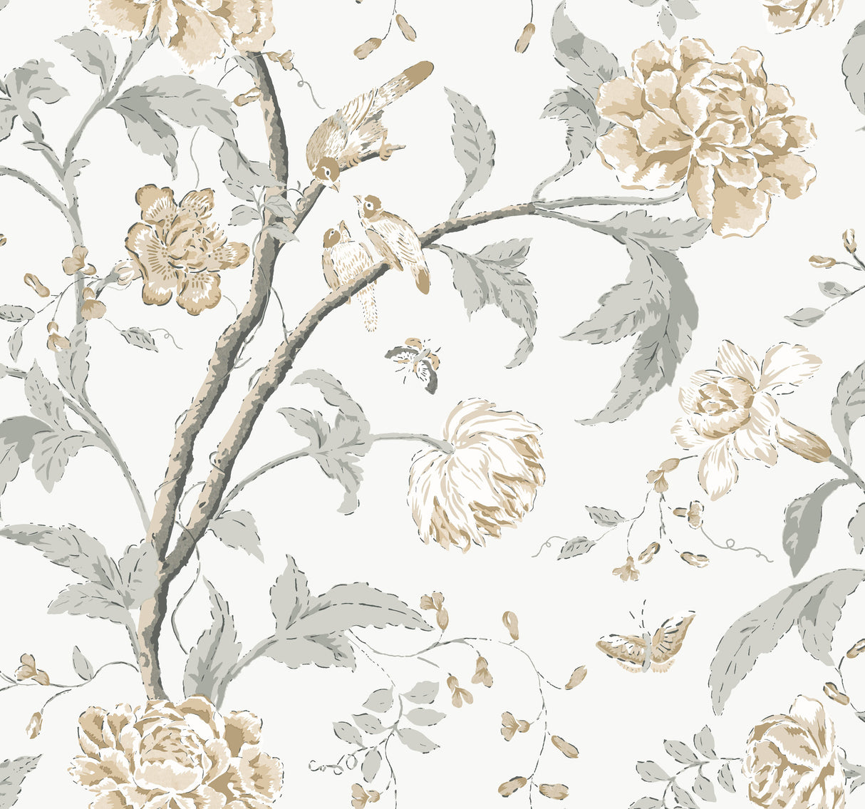 York BL1783 Teahouse Floral Neutral Wallpaper