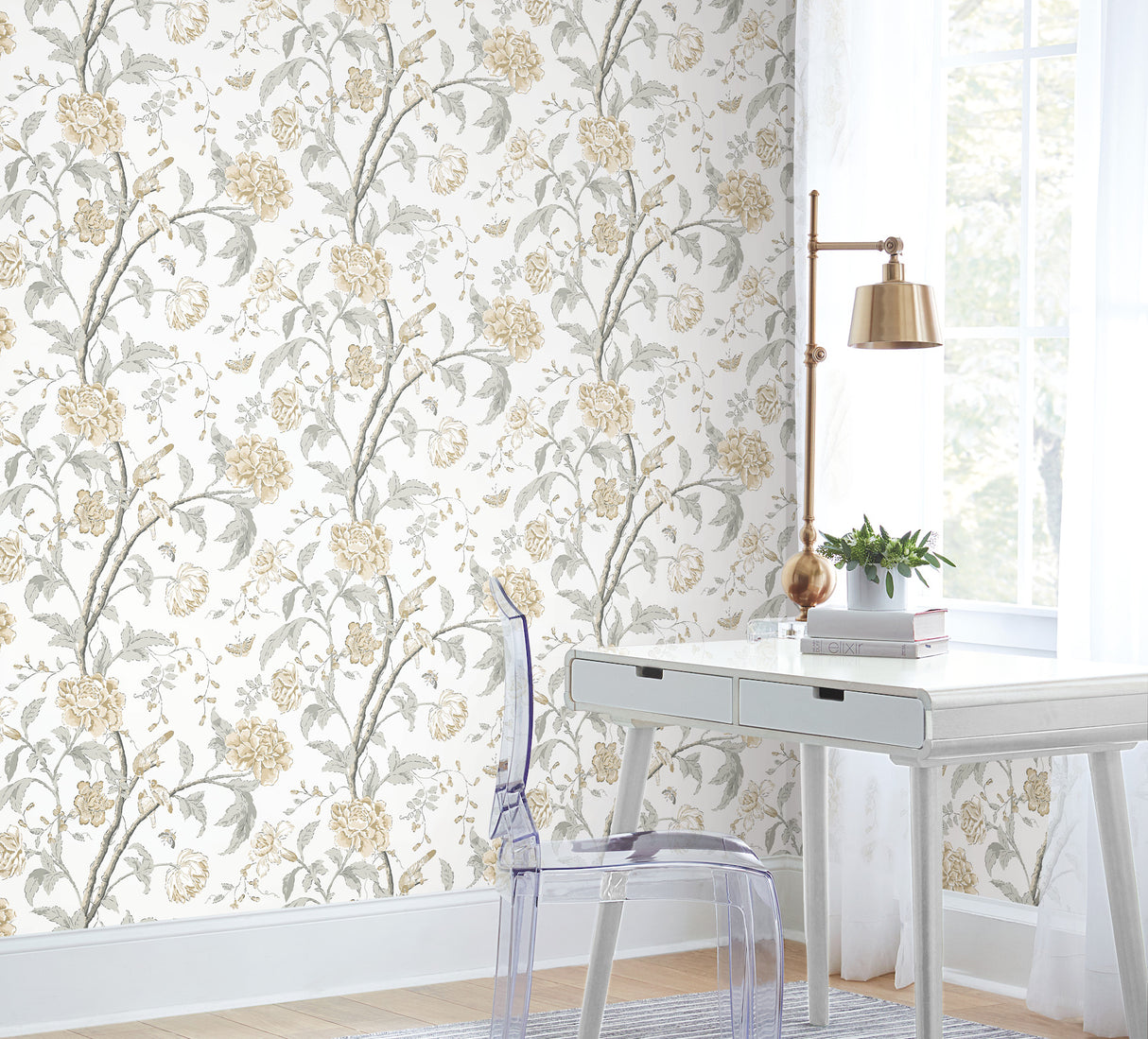 York BL1783 Teahouse Floral Neutral Wallpaper