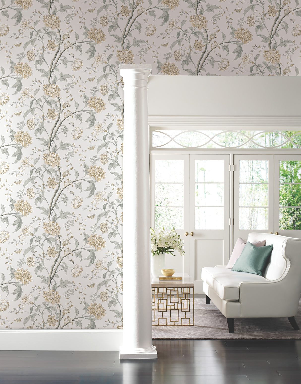 York BL1783 Teahouse Floral Neutral Wallpaper