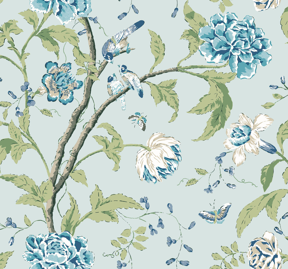 York BL1784 Teahouse Floral Light Blue Wallpaper