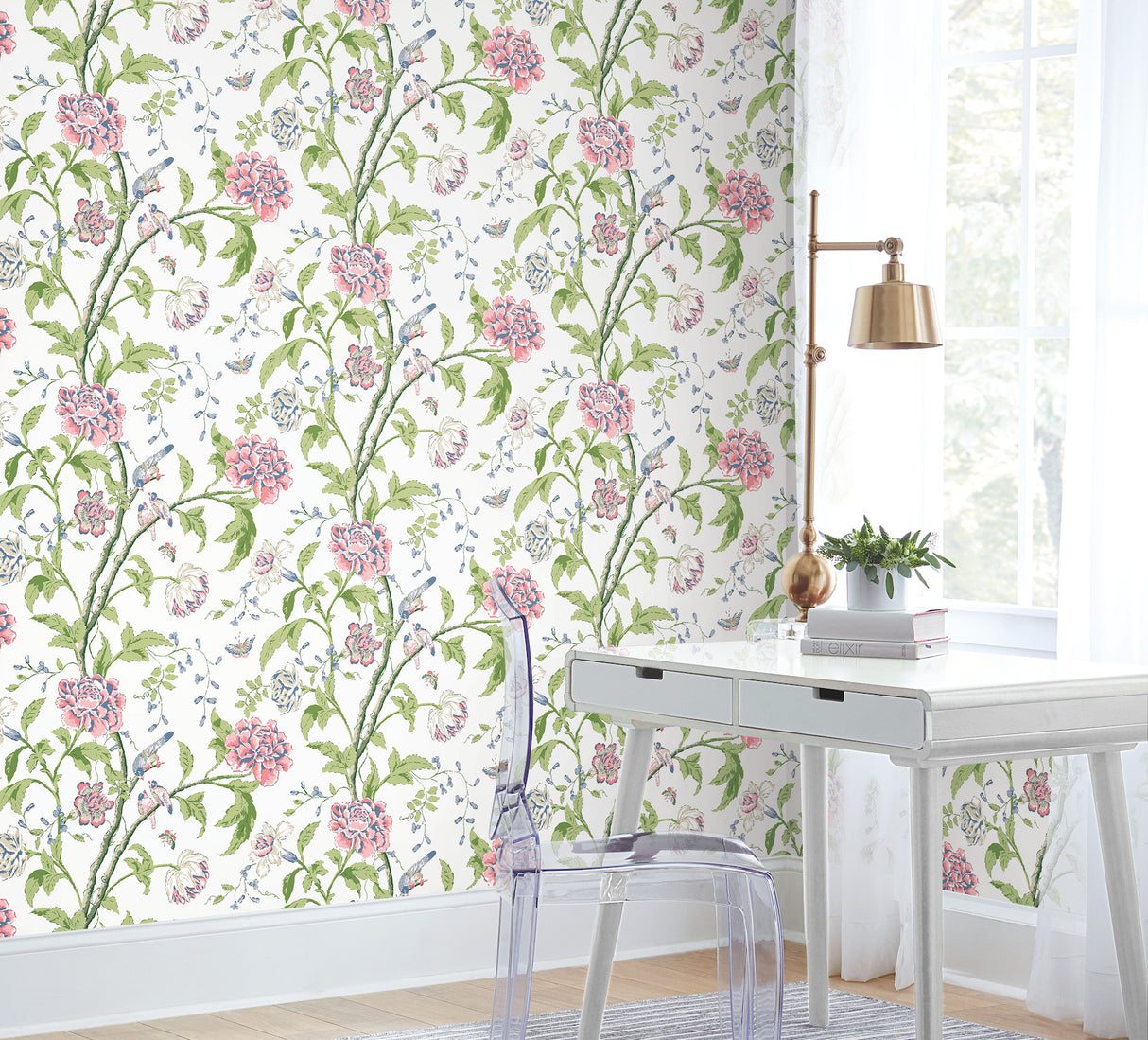 York BL1785 Teahouse Floral White & Blush Wallpaper