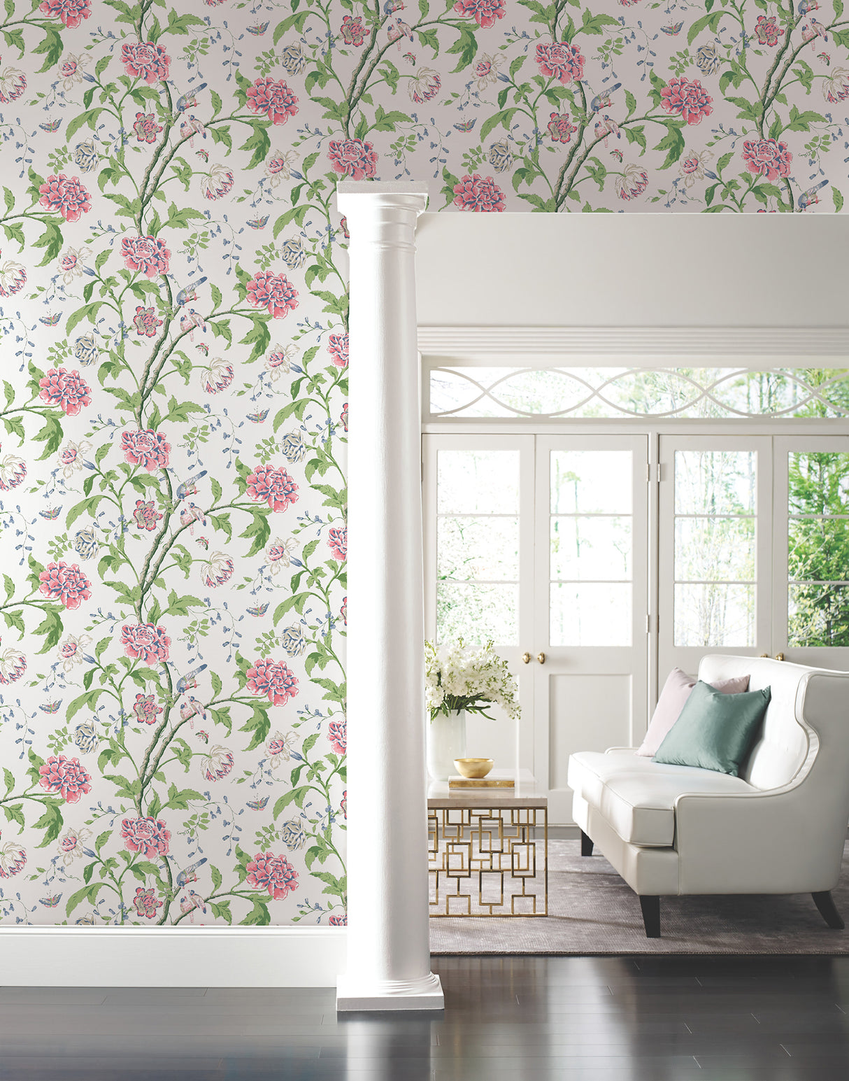 York BL1785 Teahouse Floral White & Blush Wallpaper