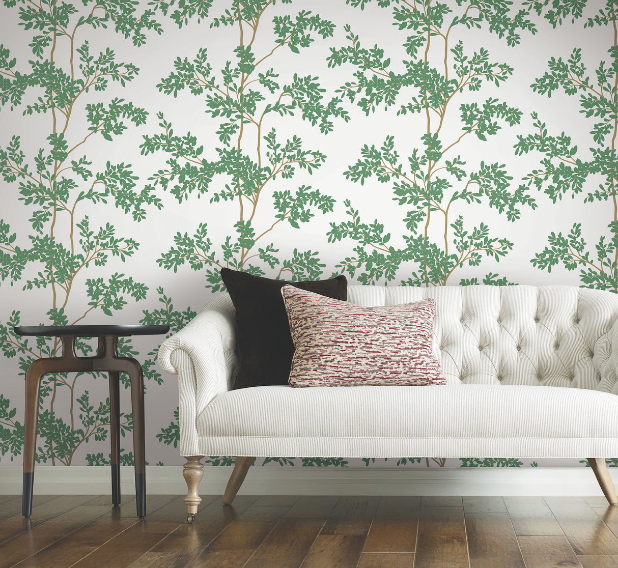 York BL1801 Lunaria Silhouette White & Green Wallpaper